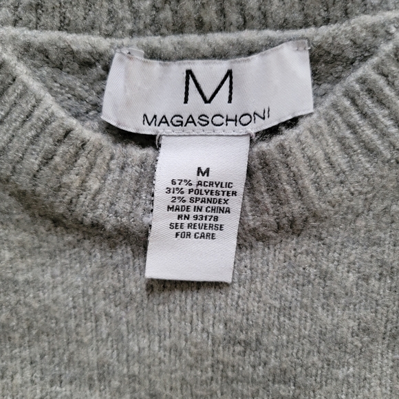 M by Magaschoni Crew Neck Zipper Detail Pull Over Sweater, Size Medium - Picture 6 of 7